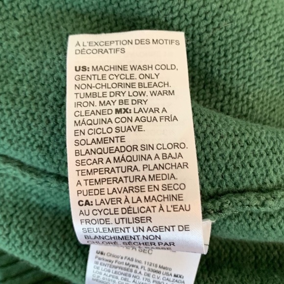 Chico’s Linen Cotton Metallic Green Sweater  4 - Picture 9 of 9